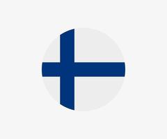 Icono de vector de bandera finlandesa redonda aislado sobre fondo blanco. la bandera de finlandia en un círculo