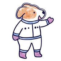 vector de perro astronauta lindo de dibujos animados de acuarela.