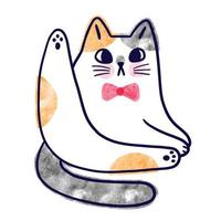 Watercolor cartoon cute funny cat vector. vector