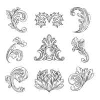 Vintage Baroque Victorian Ornaments Set vector