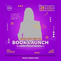 conferencia de lanzamiento de libro y anuncio plantilla de banner de redes sociales vector