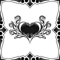 black gradient heart design with ornaments perfect for digital and printing purposes vector