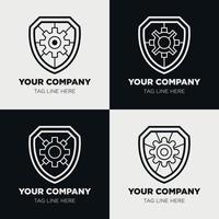 Shield logo icon template collection set design, generic line style vector