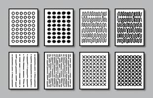 Set of wall art with abstract hand drawn pattern vector