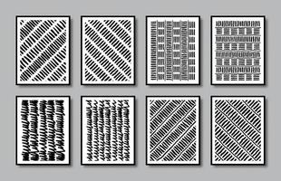 Set of wall art with abstract hand drawn pattern vector