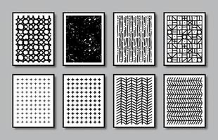 Set of wall art with abstract hand drawn pattern vector