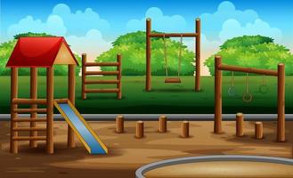 Wooden playground kid at nature background vector