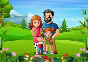 Beautiful nature background with young family vector