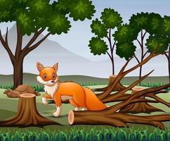 Deforestation scene with starving fox vector