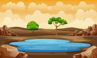 Scene with water hole in the field illustration vector