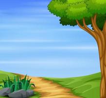 Nature background with path road and big tree vector