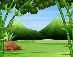 Background of green mountain forest landscape vector