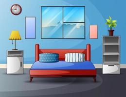 Interior space bedroom with a bed near a window vector