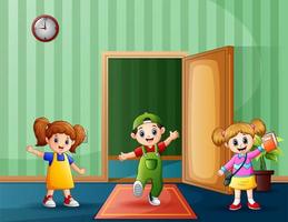 Happy children inside a room vector