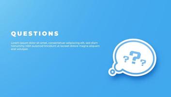 Question mark speech bubble isolated on blue background. vector