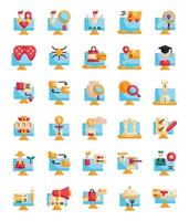 flat online technology digital network icons vector