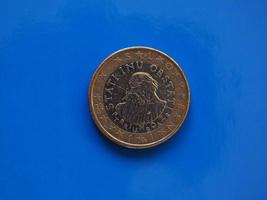 1 euro coin, European Union, Slovenia over blue photo