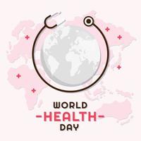 Flat World Health Day Background With Globe And Stethoscope vector