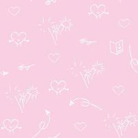 lindo patrón rosa con fuegos artificiales de línea blanca, corazones, vasos. textiles para niños, tela, libro, dormitorio, bebé. álbum de recortes de papel digital, fondo transparente. vector