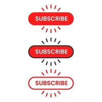 red and white subscribe button with pointer and hand cursor vector