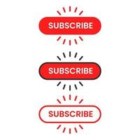 red and white subscribe button with pointer and hand cursor vector