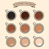 varios colores de café en el juego de tazas vector