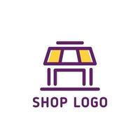 simple shop logo concept in purple and yellow color vector