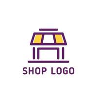 simple shop logo concept in purple and yellow color vector