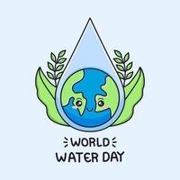 illustration of world water day with cute earth vector