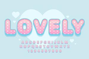 decorative lovely Font and Alphabet with heart pattern vector