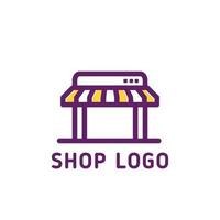 simple shop logo concept in purple and yellow color vector