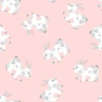 Happy Easter bunny vector seamless pattern. Spring background with rabbits or hares for textile, wallpaper or print design. Flat cartoon texture Illustration