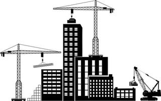 iconos de construcción de fondo negro establecidos en gris. vector