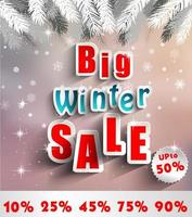 Advertisement about the sale background with christmas decoration. vector