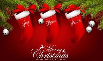 Christmas gifts on red background vector