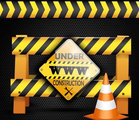 Under construction sign on background black