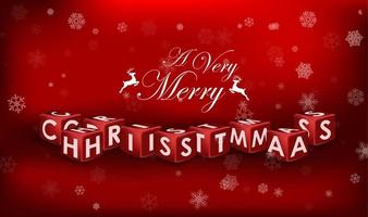 Merry Christmas 3d text on red background.Vector vector