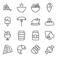 Pack of Food and Fruit Flat Icons vector