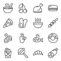 paquete de iconos planos de alimentos y bebidas vector