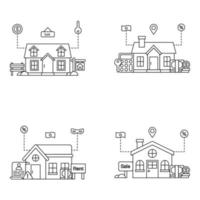 Pack of Homes Linear Illustrations vector