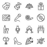 paquete de iconos lineales de fiesta vector