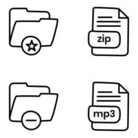 paquete de iconos lineales de carpetas y archivos vector