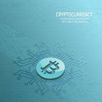 Bitcoin on circuit graphic tercoil shade background vector