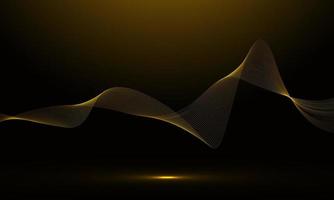 Modern golden line wave curve abstract background, vector illustration