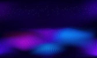 Abstract dot mesh on violet blue background with light effect. Technology concept. vector
