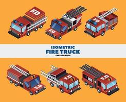 Isometric Style of Firefighter Trucks vector