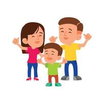 Happy family character. Parent with kid showing thumb up together. Flat illustration vector