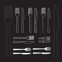 Set knife and fork hand drawn vector Illustrations