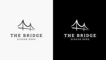 abstract line art bridge logo design vector