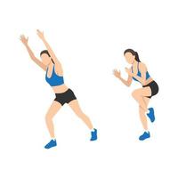 Woman doing Stutter steps exercise. Flat vector illustration isolated on white background